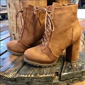 Tan Platform Combat Booties 6